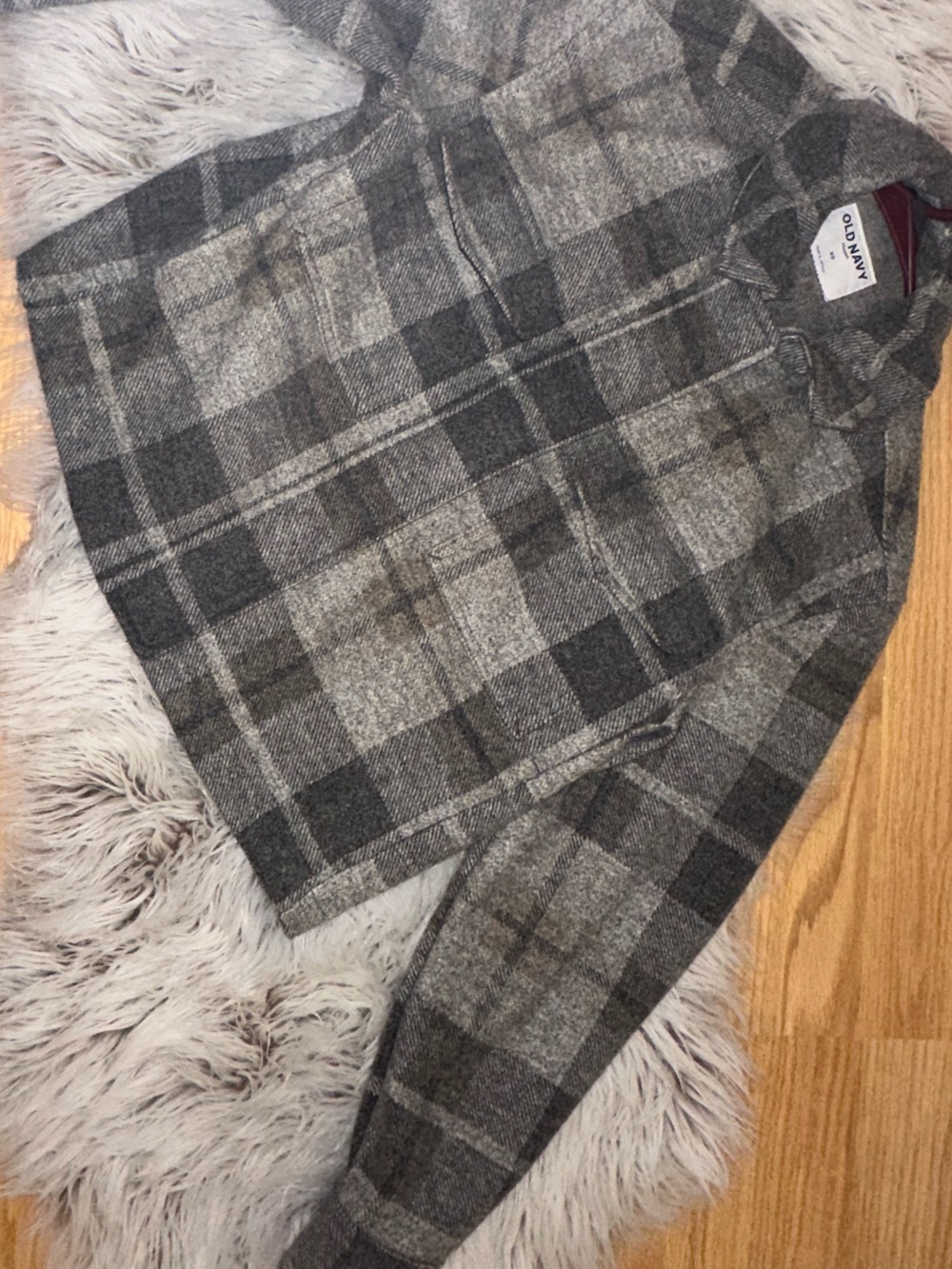 Old Navy Gray Plaid Shacket - Heather Gray & Charcoal